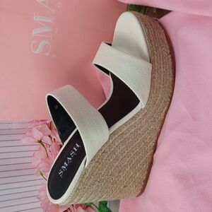 SMASH Shoes Women's Luna Two-Strap Slide Espadrille Wedge Sandals NIB